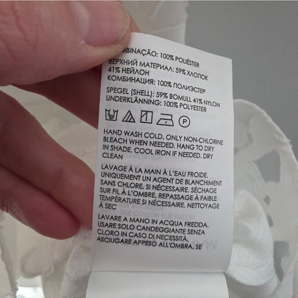 Club Monaco White Floral Lace Shirt Dress Size 4 Sheer Overlay Fit & Flare NEW - Picture 15 of 16